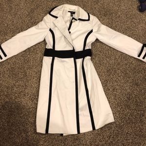 Black White Pea Coat Lightweight Trench Belt 8